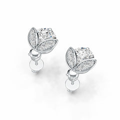 Sterling Silver Semi Mount Earrings Setting Round RD 8x8mm Lady Bug Theme DHJ