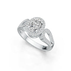 Sterling Silver Semi Mount Ring Setting Oval OV 8X6mm Halo Split Shank DHJ