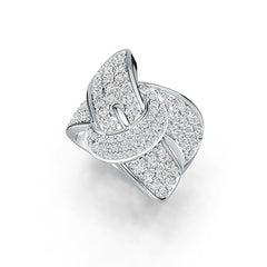 Sterling Silver Ring Belt Buckle Theme with White Topaz or Moissanite - Syzjewelry