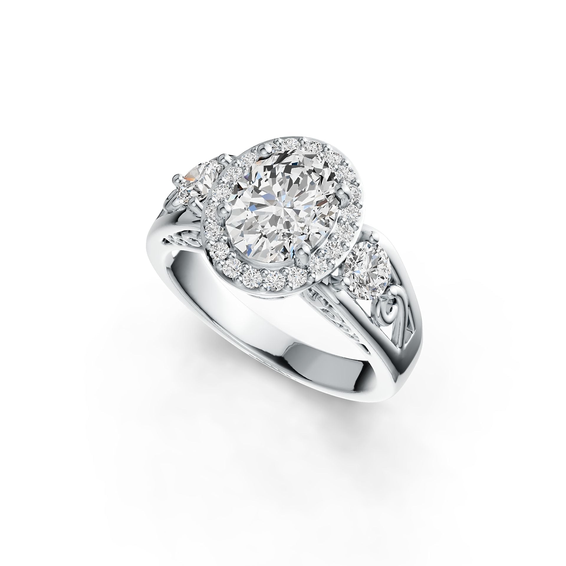 Sterling Silver Semi Mount Ring Setting Oval OV 9X7mm RD 4X4mm Syzjewelry