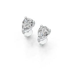 Sterling Silver Semi Mount Earrings Setting Pear PE 7X5mm Simple Stud - Syzjewelry