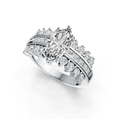 Sterling Silver Semi Mount Ring Setting Marquise MQ 12X6mm with White Topaz DHJ