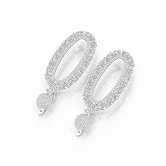 Sterling Silver Drop Earrings Open Oval Style with White Topaz or Moissanite DHJ