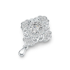 Sterling Silver Semi Mount Pendant Setting Oval OV 8X6mm with White Topaz Vintage-Inspired DHJ