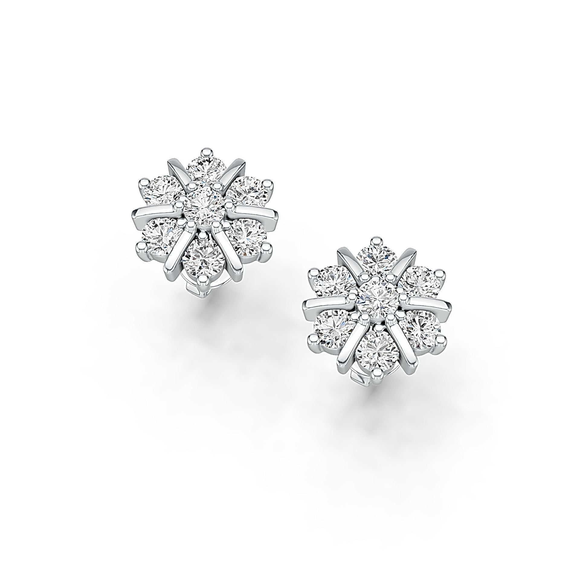 Sterling Silver Earrings Snowflake Theme with White Topaz or Moissanite - Syzjewelry