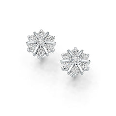 Sterling Silver Earrings Snowflake Theme with White Topaz or Moissanite - Syzjewelry