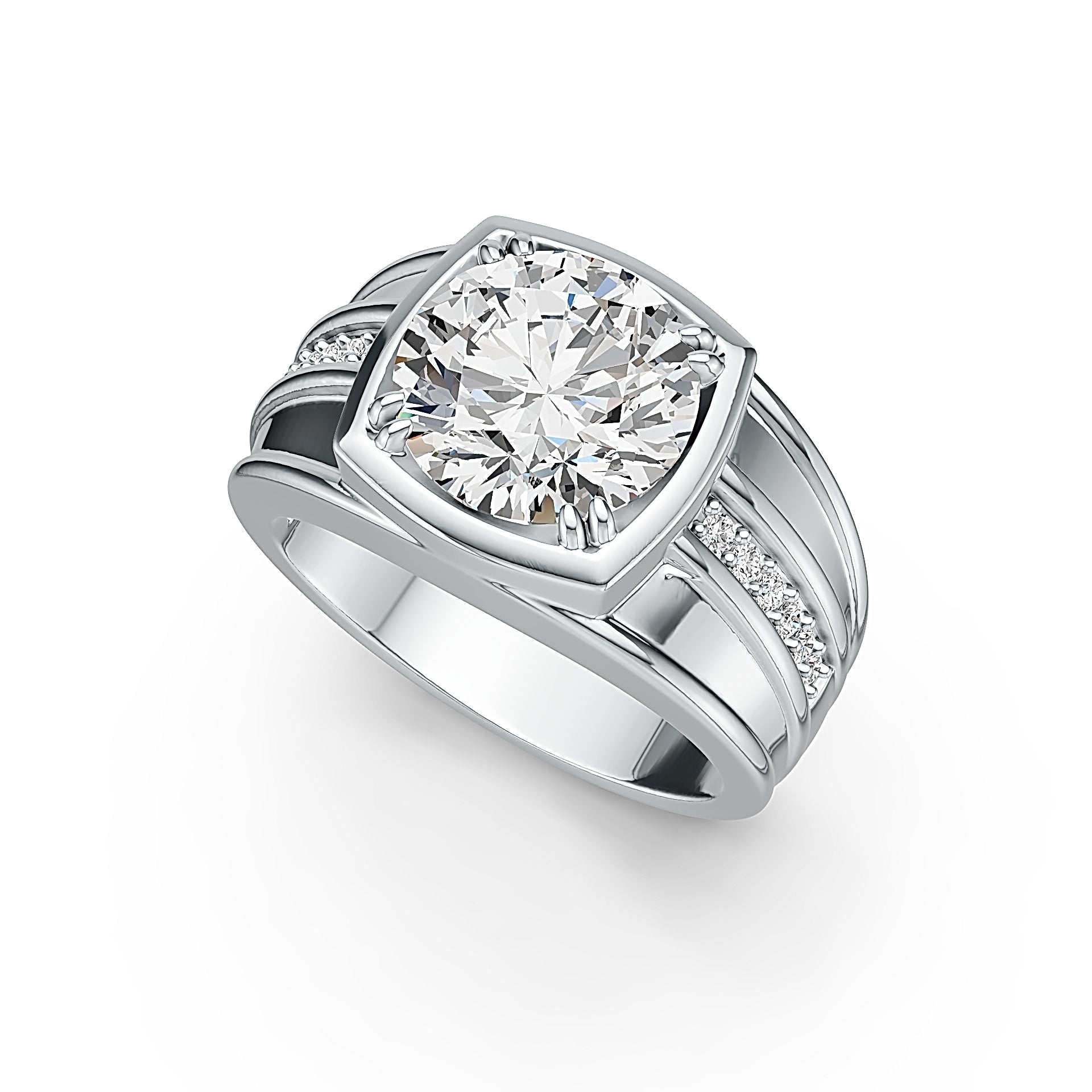 Sterling Silver Semi Mount Ring Setting Round RD 11x11mm Men's Ring Syzjewelry