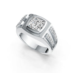 Men's 10K Gold CVD Diamond Ring Cushion CU 8X8mm Full Bezel