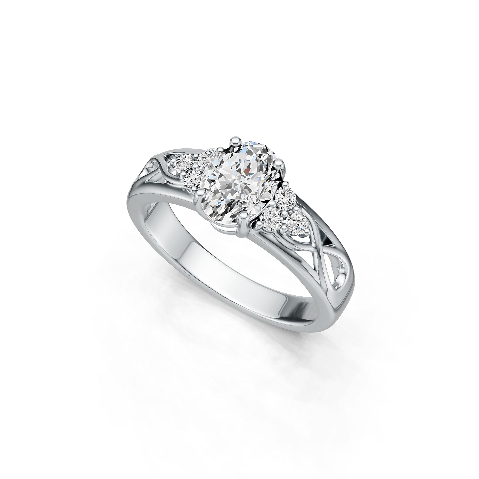 Sterling Silver Semi Mount Ring Setting Oval OV 8X6mm Infinity Shank DHJ