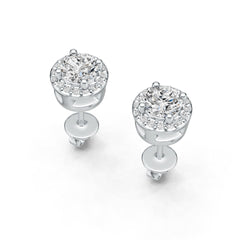 Sterling Silver Semi Mount Earrings Setting Round RD 4x4mm Halo DHJ