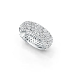 Sterling Silver Wide Pave Huggie Hoop Earring with White Topaz or Moissanite DHJ