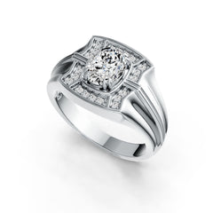 Men's 10K Gold CVD Diamond Ring Oval OV 8x6mm Double Prongs Halo