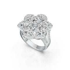 Sterling Silver Semi Mount Ring Setting Round RD 6x6mm Flower Theme DHJ