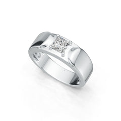 18K Gold Moissanite Ring Princess SQ 5X5mm Men's Ring