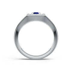 Sterling Silver Royal Blue Sapphire with Moissanite Ring Baguette BG 5x3mm