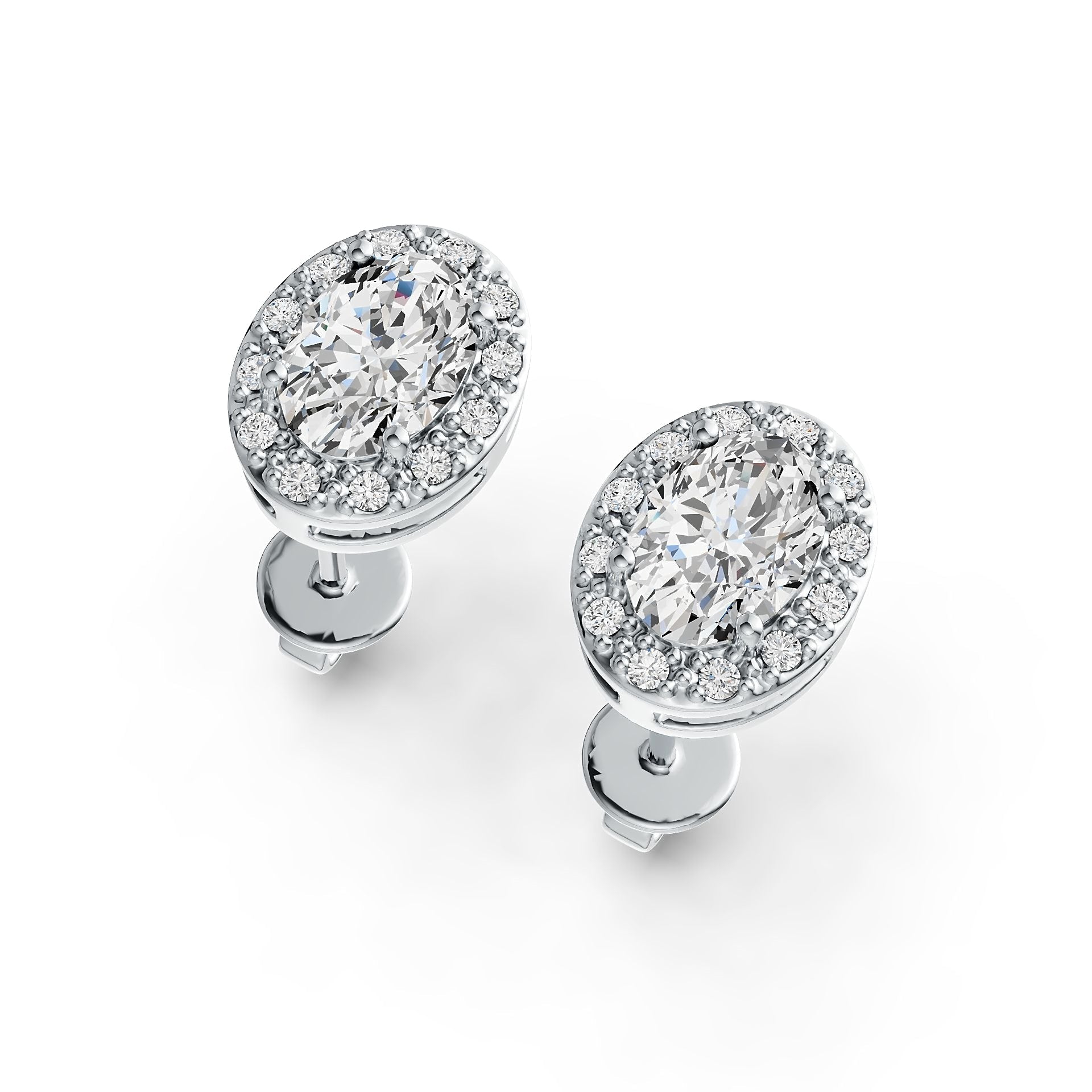 Sterling Silver Semi Mount Earrings Setting Oval OV 7X5mm Halo DHJ