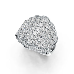 Sterling Silver Cocktail Ring Scalloped with White Topaz or Moissanite DHJ