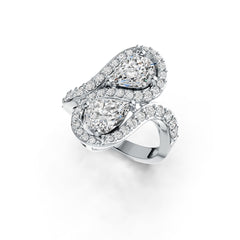 Sterling Silver Semi Mount Ring Setting Pear PE 8X6mm Bypass DHJ
