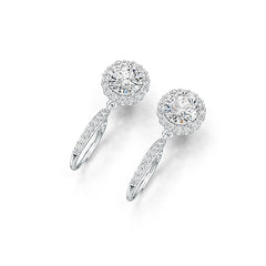 Sterling Silver Semi Mount Earrings Setting Round RD 8x8mm Halo Drop Earrings DHJ