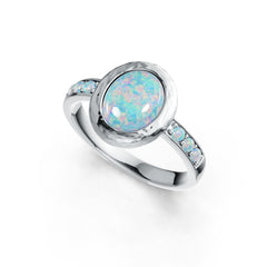 Sterling Silver Semi Mount Ring Setting Oval OV 10X8mm RD 2X2mm Cabochon DHJ