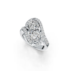 Sterling Silver Semi Mount Ring Setting Pear PE 8X6mm with White Topaz - Syzjewelry