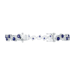 Sterling Silver Moissanite or Sapphire Bracelet Round RD 4x4mm w/ Accent