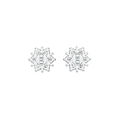 Sterling Silver Earrings Snowflake Theme with White Topaz or Moissanite - Syzjewelry