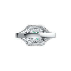Sterling Silver Semi Mount Ring Setting Emerald OCT 8X6mm with White Topaz - Syzjewelry