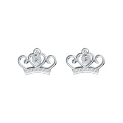 Sterling Silver Semi Mount Earrings Setting Round RD 3x3mm Crown Theme DHJ