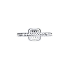 Sterling Silver Square Pave Ring with White Topaz or Moissanite DHJ