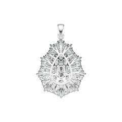 Sterling Silver Semi Mount Pendant Setting Oval OV 7X5mm with White Topaz DHJ