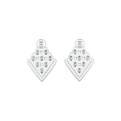 Sterling Silver Earrings Cluster Kite Shape with White Topaz or Moissanite DHJ