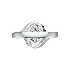 Sterling Silver Semi Mount Ring Setting Oval OV 8X10mm Floral Theme w/ White Topaz DHJ