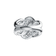Sterling Silver Multi-Row Wave Ring with White Topaz or Moissanite DHJ