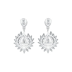 Sterling Silver Semi Mount Earrings Setting Pear PE 6X4mm with White Topaz DHJ