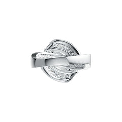 Sterling Silver Bypass Crossover Ring with White Topaz or Moissanite - Syzjewelry