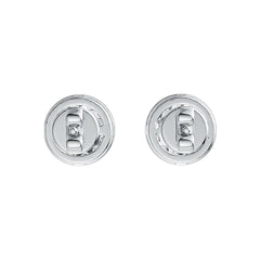 Sterling Silver Stud Earrings Round Shape with White Topaz or Moissanite - Syzjewelry