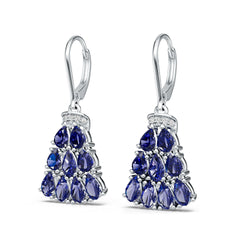 Sterling Silver Royal Blue Sapphire Chandelier Earrings Pear PE 5x3mm