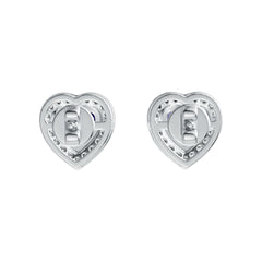 Sterling Silver Semi Mount Earrings Setting Heart HT 6x6mm Halo - Syzjewelry