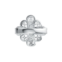 Sterling Silver Cocktail Ring Flower Theme with White Topaz or Moissanite - Syzjewelry