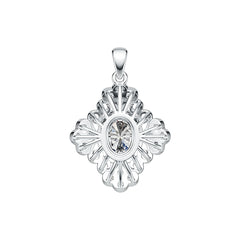 Sterling Silver Semi Mount Pendant Setting Oval OV 8X6mm with White Topaz Vintage-Inspired DHJ