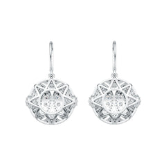 Sterling Silver Earrings Dangling Cluster Round-Shaped with White Topaz or Moissanite DHJ