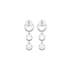 Sterling Silver Triple Circle Drop Dangle Earrings with White Topaz or Moissanite DHJ