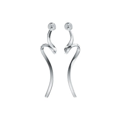 Sterling Silver Earrings with White Topaz or Moissanite Wavy Waterfall Theme DHJ