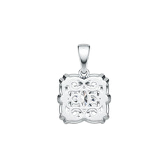 Sterling Silver Semi Mount Pendant Setting Cushion CU 7X7mm with White Topaz Accent Syzjewelry