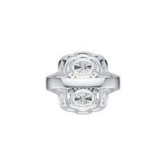 Sterling Silver Semi Mount Ring Setting Oval OV 7X5mm with White Topaz - Syzjewelry