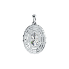 Sterling Silver Semi Mount Pendant Setting Oval OV 14X10mm Triple Halo DHJ
