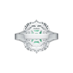 Sterling Silver Semi Mount Ring Setting Emerald OCT 10X8mm Double Halo DHJ