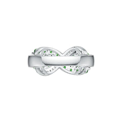 Sterling Silver Ring Infinity intertwining Love Theme with White Topaz or Moissanite DHJ