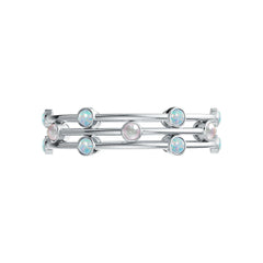 3 Pc Set Sterling Silver Semi Mount Bracelet Setting Round RD 6x6mm Cabochon Bangle Bezel Set 7" DHJ